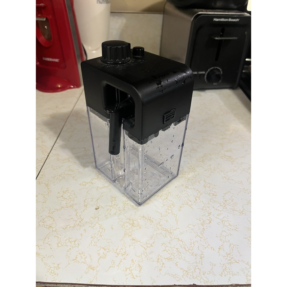 Replacement Espresso Machine Milk Frother Reservoir Tank Black Clear Plastic